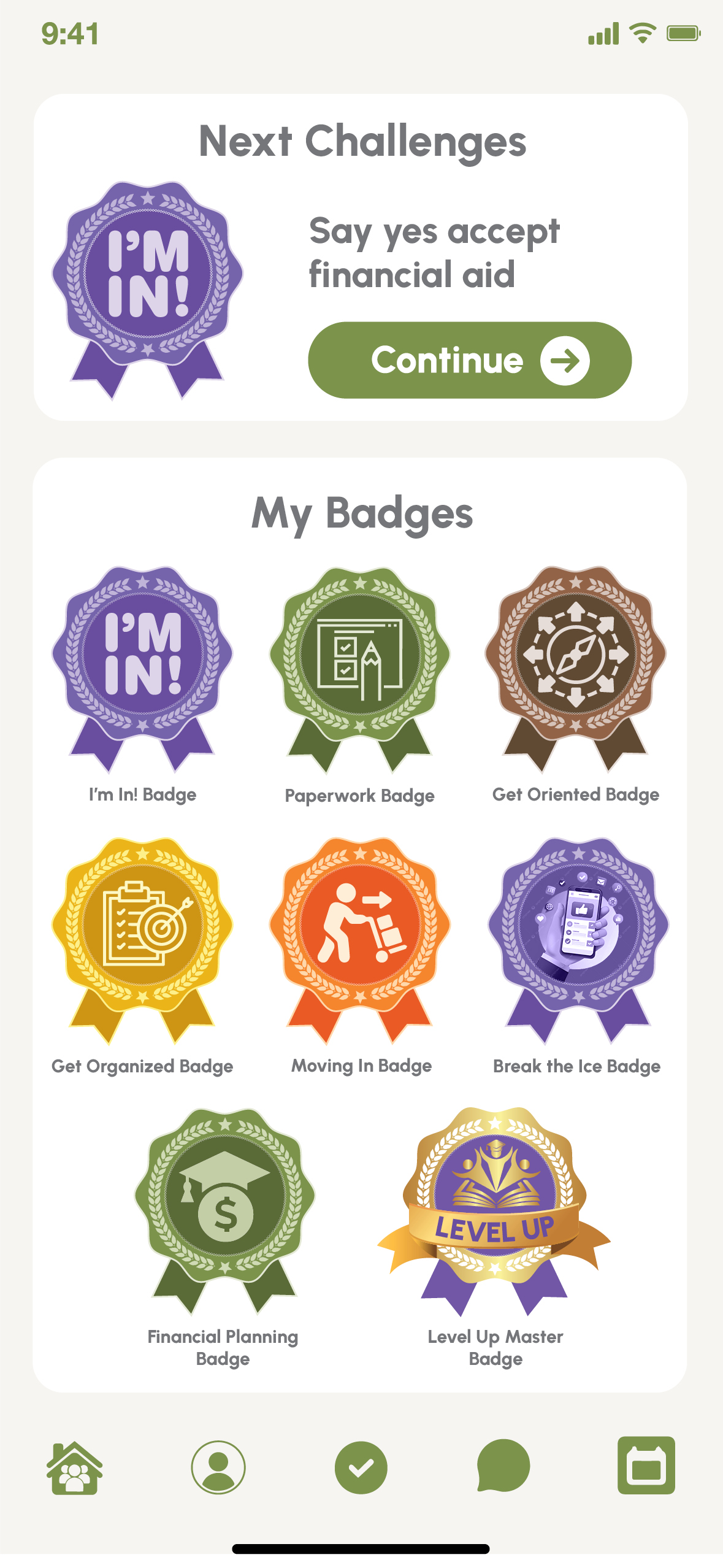 CheckIn badges screen